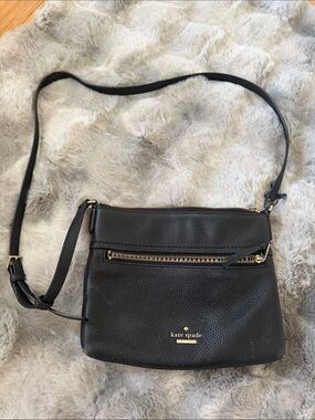 kate spade Black Pebbled Leather Crossbody with Gold Hardware